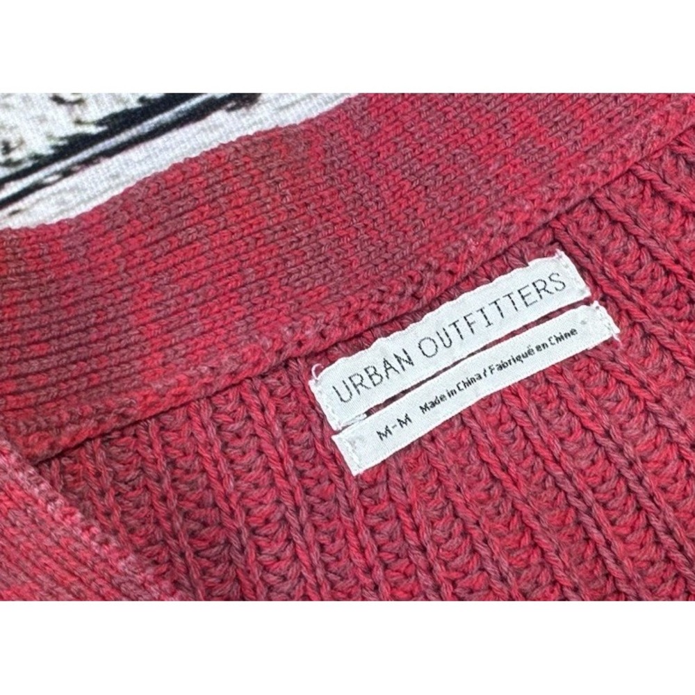 Urban Outfitters‎ Sweater Womens Size M Slouchy Ribbed Cropped Cardigan Red - Picture 2 of 5